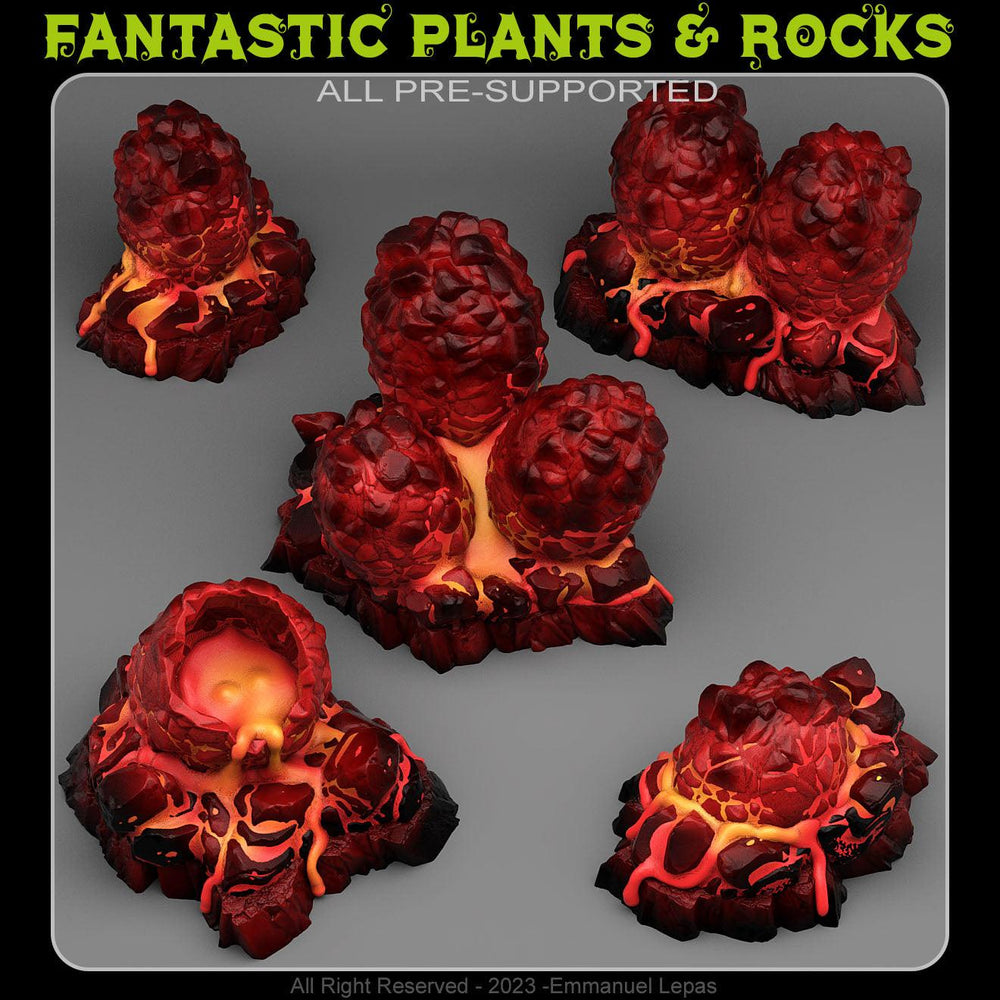 3D Printed Fantastic Plants and Rocks Magma Dragon Eggs 28mm - 32mm D&D Wargaming (Online Only)