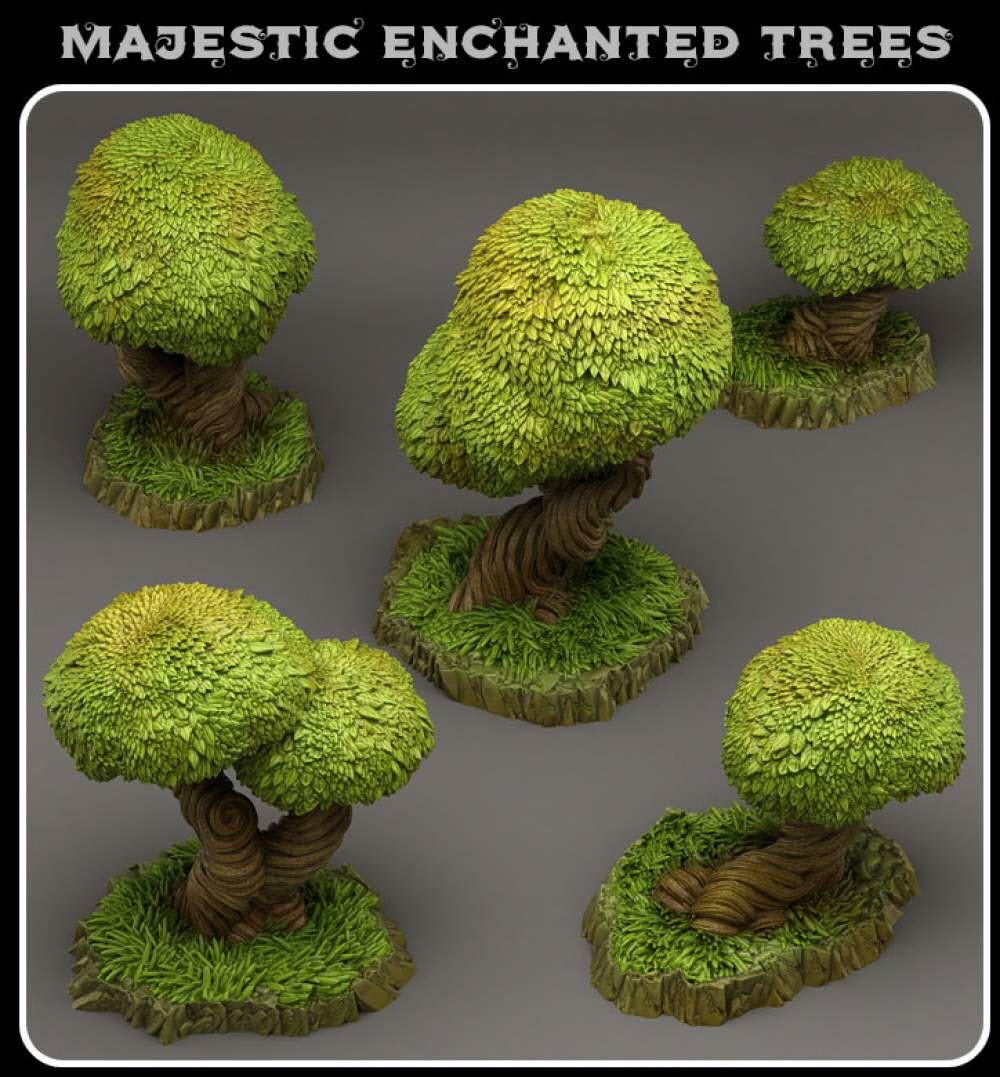 3D Printed Fantastic Plants and Rocks Majestic Enchanted Trees 28mm - 32mm D&D Wargaming (Online Only)