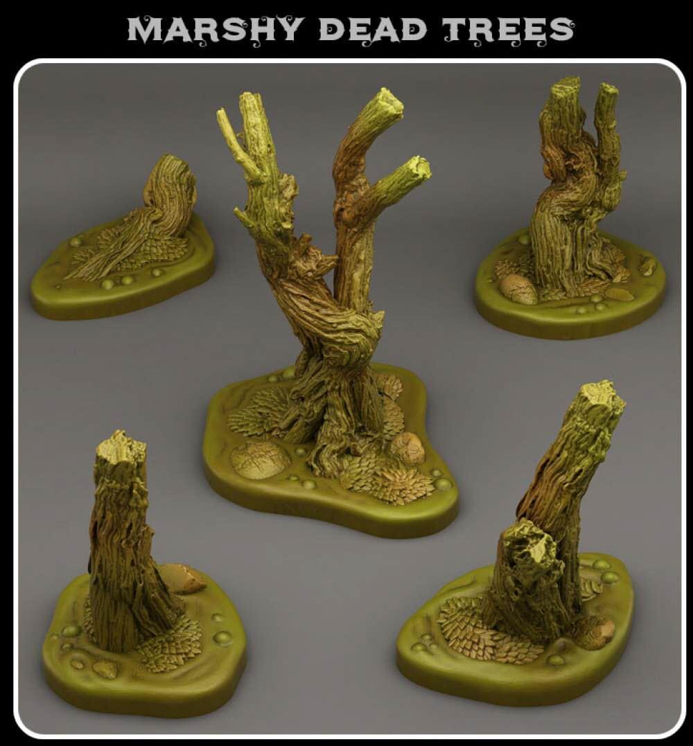 3D Printed Fantastic Plants and Rocks Marshy Dead Trees 28mm - 32mm D&D Wargaming (Online Only)