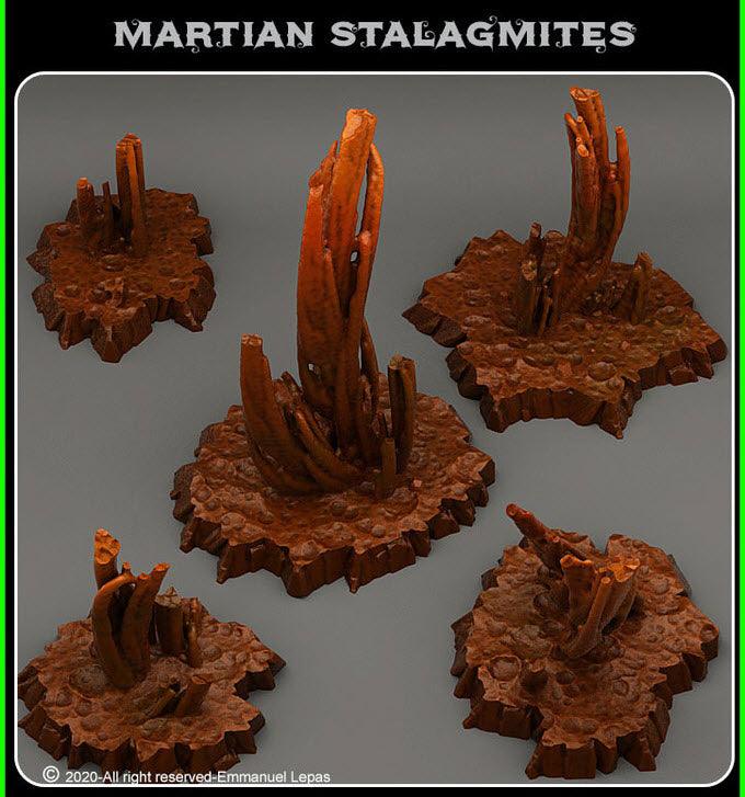3D Printed Fantastic Plants and Rocks Martian Stalagmites 28mm - 32mm D&D Wargaming (Online Only)