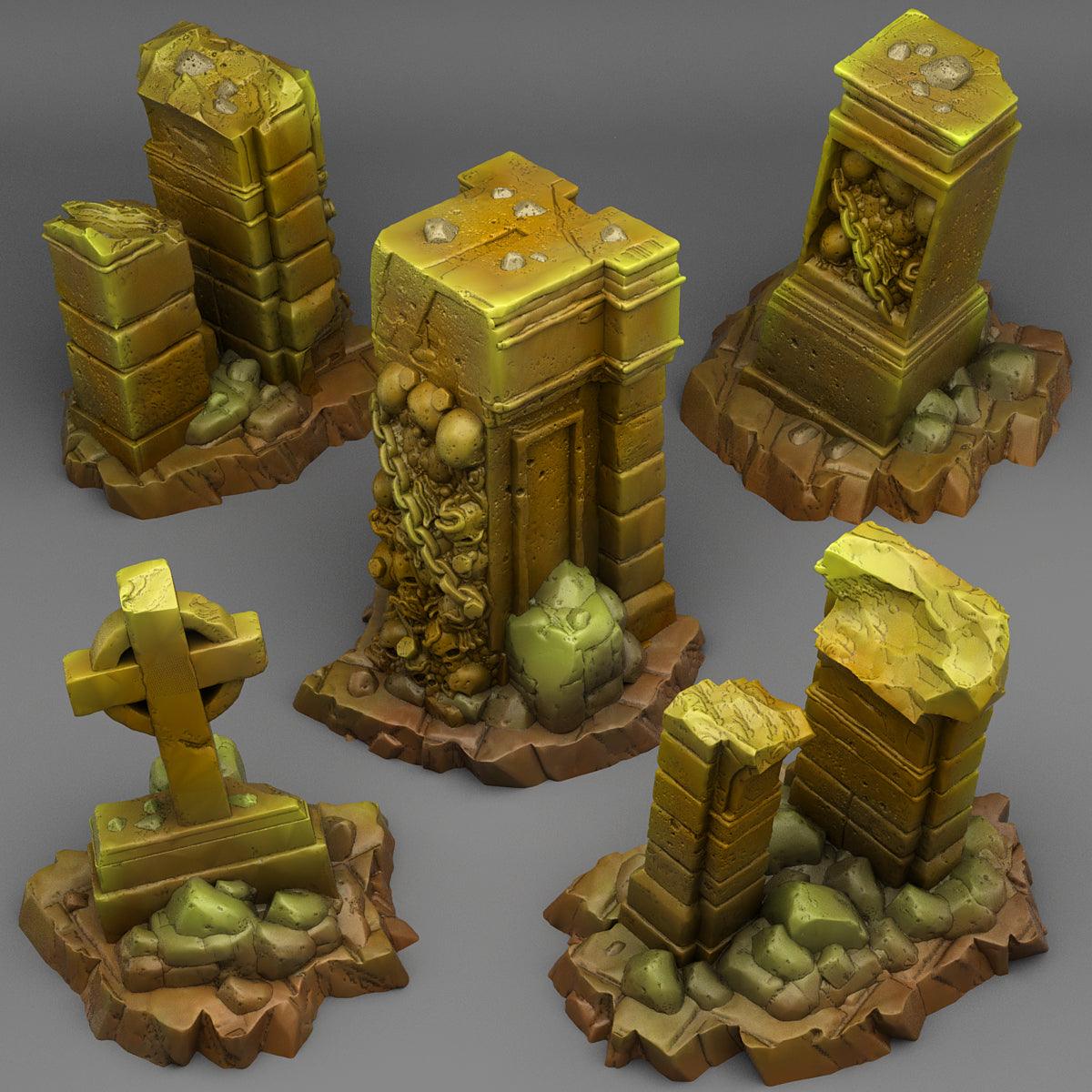 3D Printed Fantastic Plants and Rocks MAUSOLEUM RUINS 28mm - 32mm D&D Wargaming (Online Only)