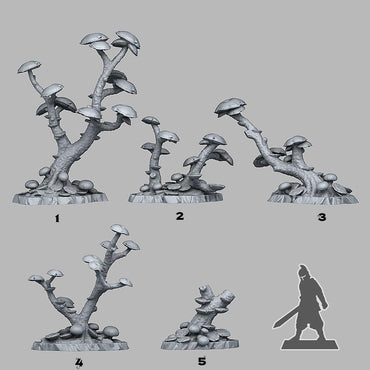 3D Printed Fantastic Plants and Rocks Mushrooms Trees 28mm - 32mm D&D Wargaming (Online Only)