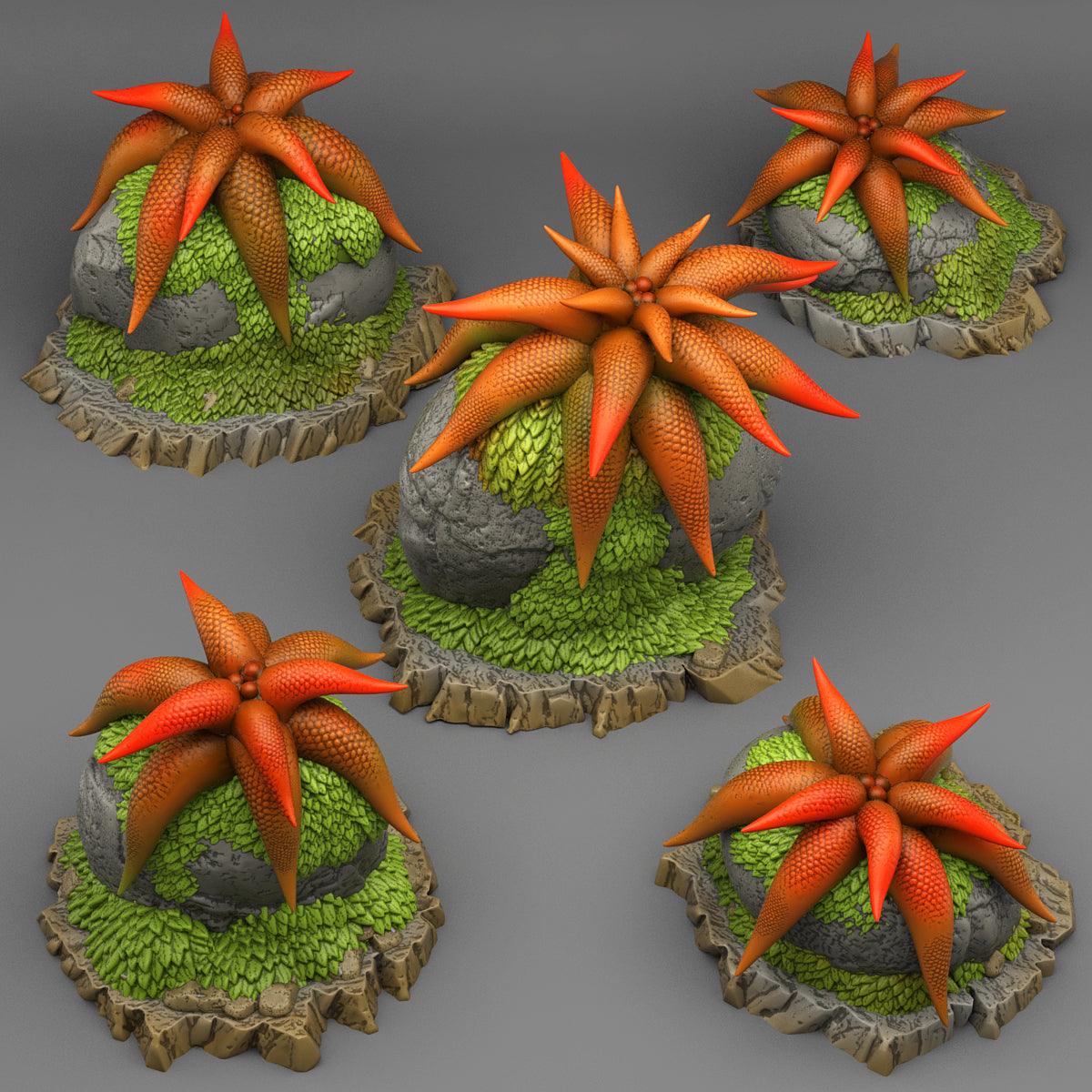 3D Printed Fantastic Plants and Rocks Mysterious Starfish Flowers 28mm - 32mm D&D Wargaming (Online Only)