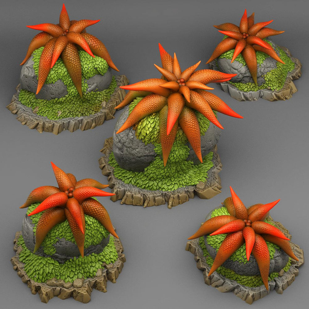 3D Printed Fantastic Plants and Rocks Mysterious Starfish Flowers 28mm - 32mm D&D Wargaming (Online Only)