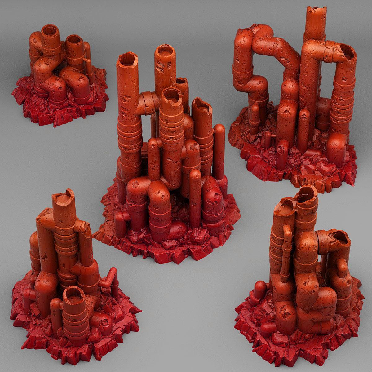 3D Printed Fantastic Plants and Rocks Neglected Martian Pipeworks 28mm - 32mm D&D Wargaming (Online Only)
