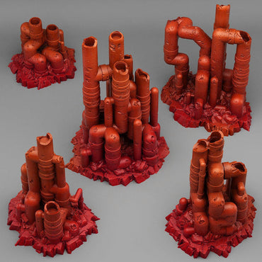 3D Printed Fantastic Plants and Rocks Neglected Martian Pipeworks 28mm - 32mm D&D Wargaming (Online Only)
