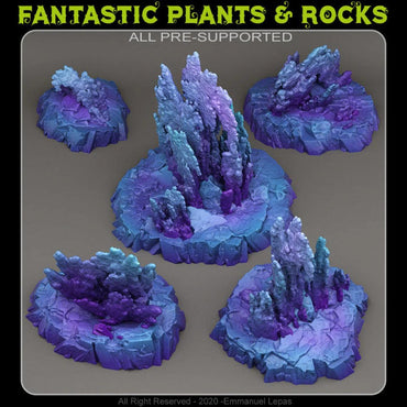 3D Printed Fantastic Plants and Rocks Neptunian Rocks 28mm - 32mm D&D Wargaming (Online Only)