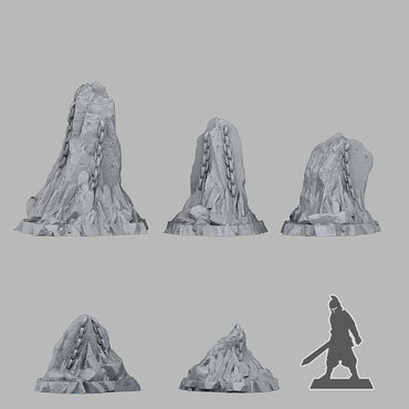 3D Printed Fantastic Plants and Rocks OLD HELL ROCKS 28mm - 32mm D&D Wargaming (Online Only)