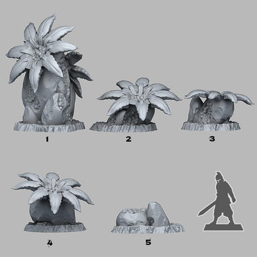 3D Printed Fantastic Plants and Rocks Phosphoresent Berry Flowers 28mm - 32mm D&D Wargaming (Online Only)