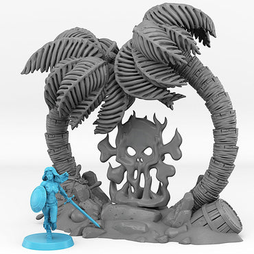 3D Printed Fantastic Plants and Rocks Pirate Island Portal With Its Pirate Skull Effect 28mm - 32mm D&D Wargaming (Online Only)