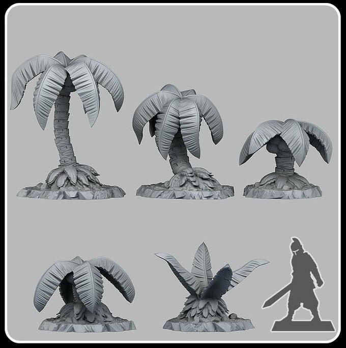 3D Printed Fantastic Plants and Rocks Pirates Palm Trees 28mm - 32mm D&D Wargaming (Online Only)