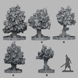 3D Printed Fantastic Plants and Rocks Pixel Trees 28mm - 32mm D&D Wargaming (Online Only)