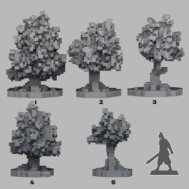3D Printed Fantastic Plants and Rocks Pixel Trees 28mm - 32mm D&D Wargaming (Online Only)