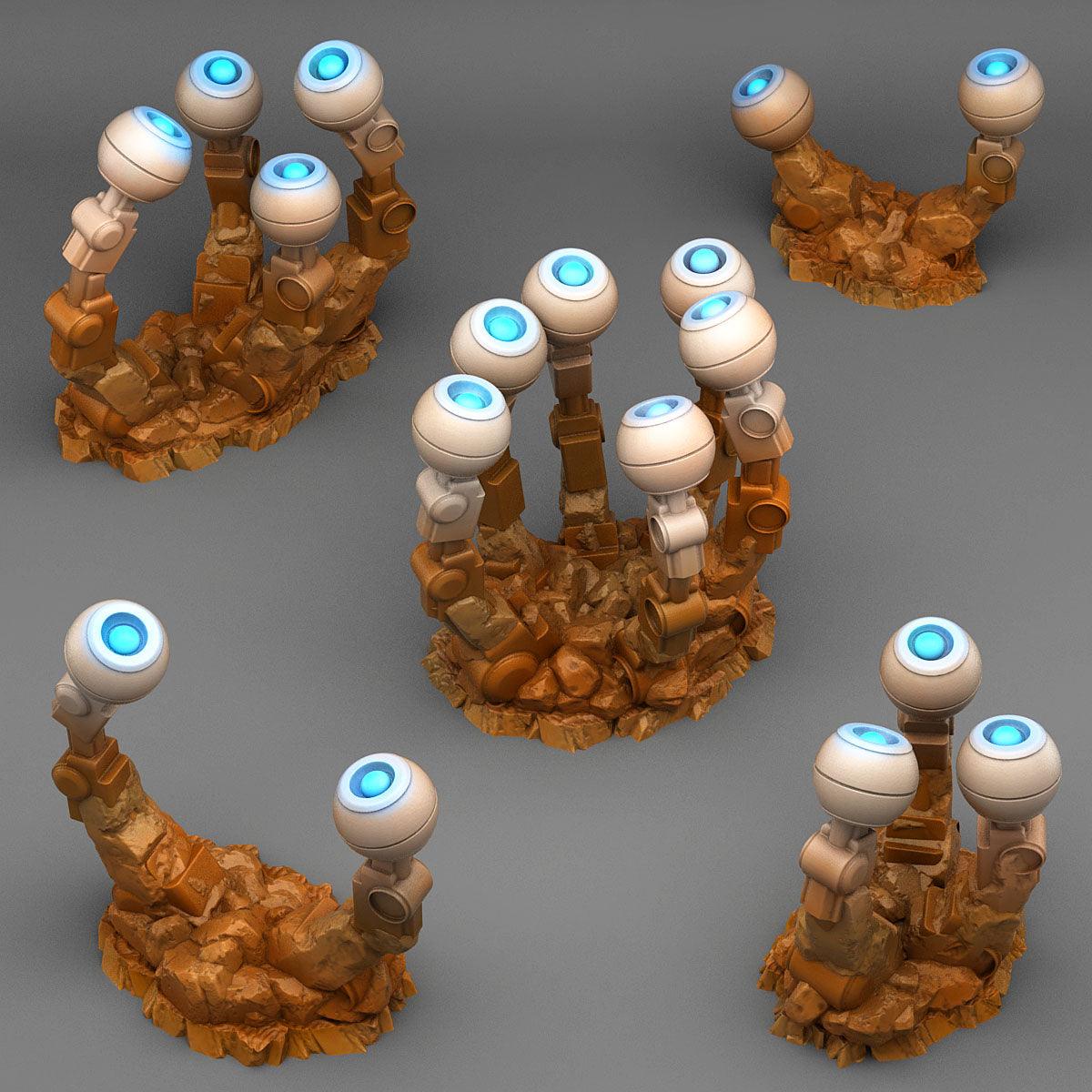 3D Printed Fantastic Plants and Rocks Robotic Eyes Plants 28mm - 32mm D&D Wargaming (Online Only)