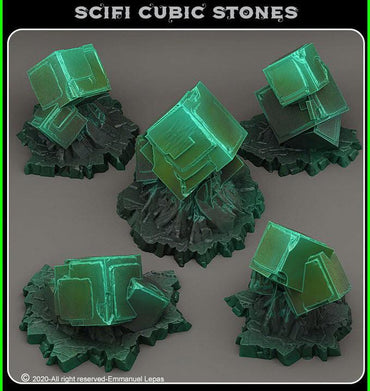 3D Printed Fantastic Plants and Rocks Scifi Cubic Stones 28mm - 32mm D&D Wargaming (Online Only)