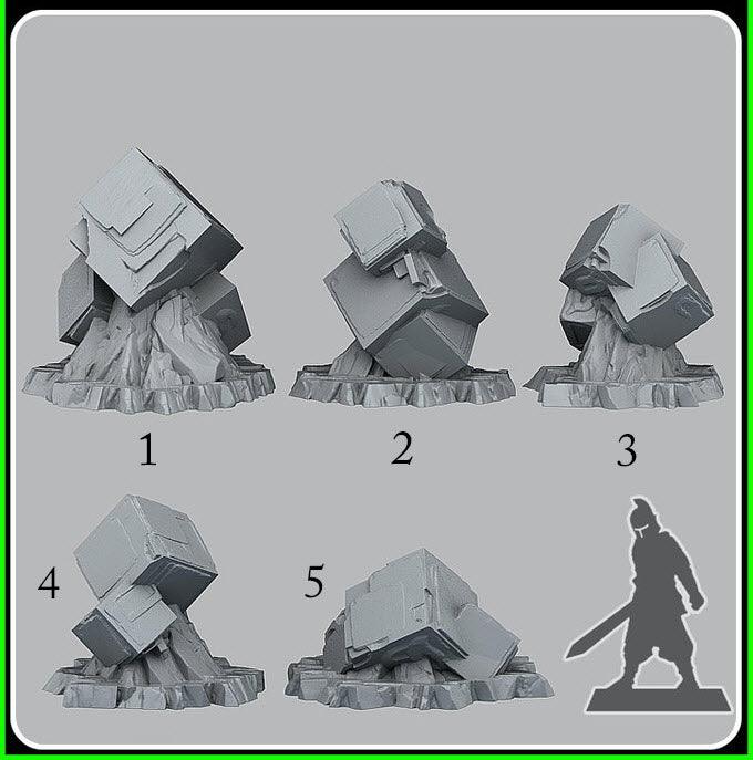 3D Printed Fantastic Plants and Rocks Scifi Cubic Stones 28mm - 32mm D&D Wargaming (Online Only)