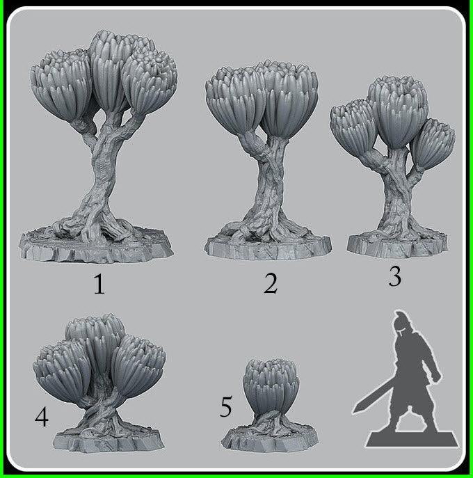 3D Printed Fantastic Plants and Rocks Scifi Unknown Flowers 28mm - 32mm D&D Wargaming (Online Only)
