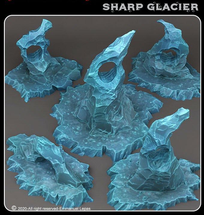 3D Printed Fantastic Plants and Rocks Sharp Glacier 28mm - 32mm D&D Wargaming (Online Only)
