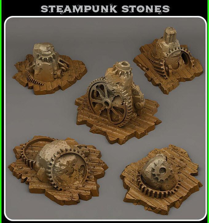 3D Printed Fantastic Plants and Rocks Steampunk Stones 28mm - 32mm D&D Wargaming (Online Only)