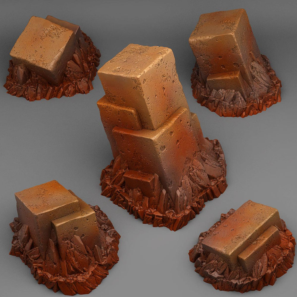 3D Printed Fantastic Plants and Rocks Sugarcube Pillars 28mm - 32mm D&D Wargaming (Online Only)