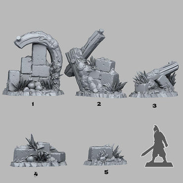 3D Printed Fantastic Plants and Rocks Summer Ruins 28mm - 32mm D&D Wargaming (Online Only)