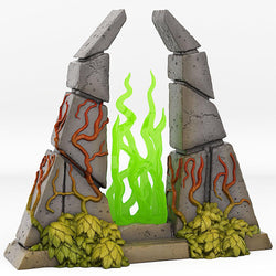 3D Printed Fantastic Plants and Rocks Temple Portal With Its Green Fire Effect 28mm - 32mm D&D Wargaming (Online Only)