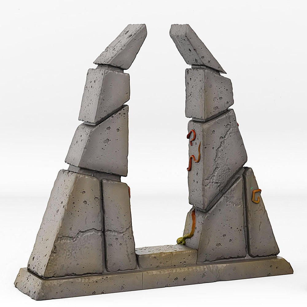 3D Printed Fantastic Plants and Rocks Temple Portal With Its Green Fire Effect 28mm - 32mm D&D Wargaming (Online Only)