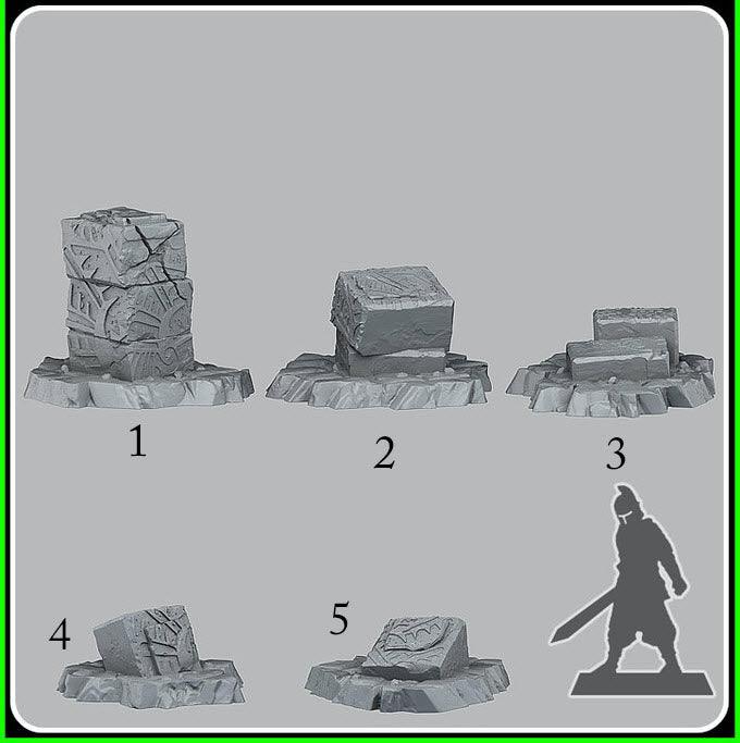 3D Printed Fantastic Plants and Rocks Temple Ruins 28mm - 32mm D&D Wargaming (Online Only)