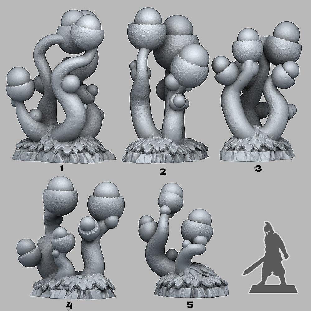 3D Printed Fantastic Plants and Rocks Tentacle Acorn Plants 28mm - 32mm D&D Wargaming (Online Only)