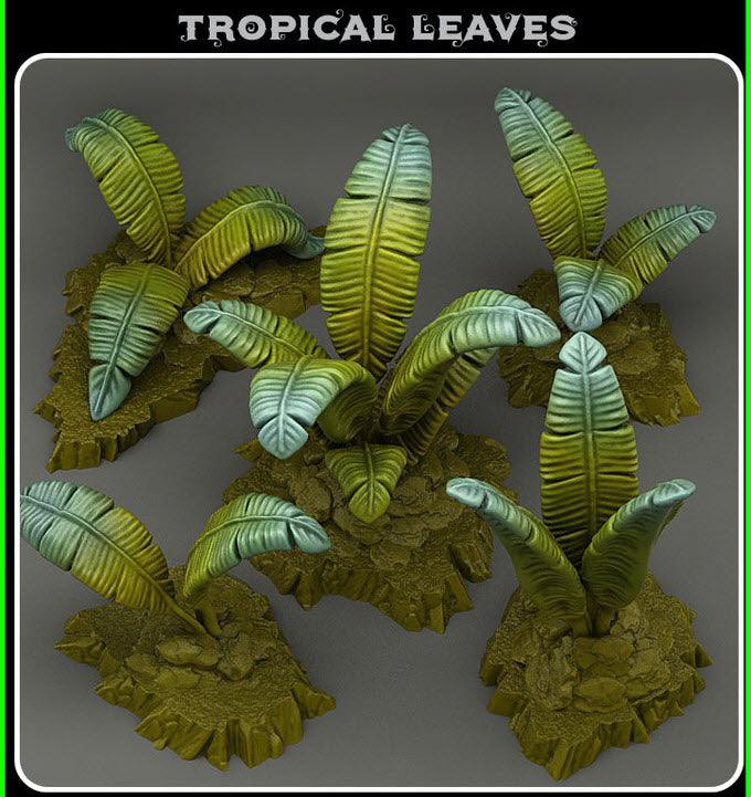 3D Printed Fantastic Plants and Rocks Tropical Leaves 28mm - 32mm D&D Wargaming (Online Only)