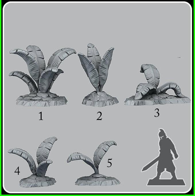 3D Printed Fantastic Plants and Rocks Tropical Leaves 28mm - 32mm D&D Wargaming (Online Only)