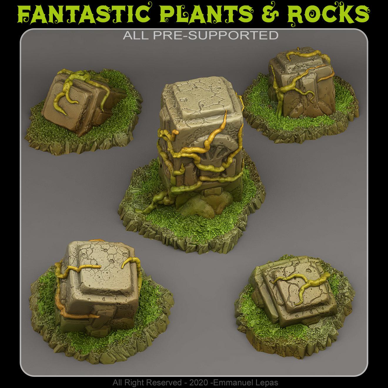 3D Printed Fantastic Plants and Rocks TROPICAL RUINS 28mm - 32mm D&D Wargaming (Online Only)