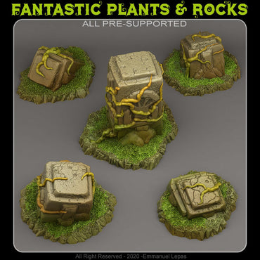 3D Printed Fantastic Plants and Rocks TROPICAL RUINS 28mm - 32mm D&D Wargaming (Online Only)