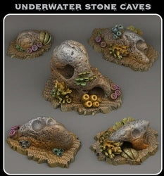 3D Printed Fantastic Plants and Rocks Underwater Stone Caves 28mm - 32mm D&D Wargaming (Online Only)