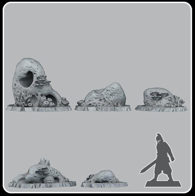 3D Printed Fantastic Plants and Rocks Underwater Stone Caves 28mm - 32mm D&D Wargaming (Online Only)