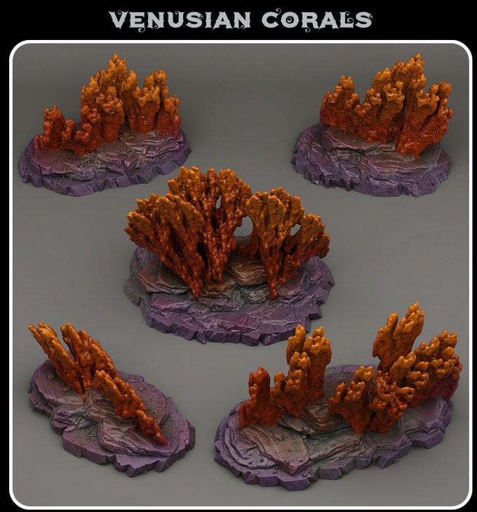 3D Printed Fantastic Plants and Rocks Venusian Corals 28mm - 32mm D&D Wargaming (Online Only)