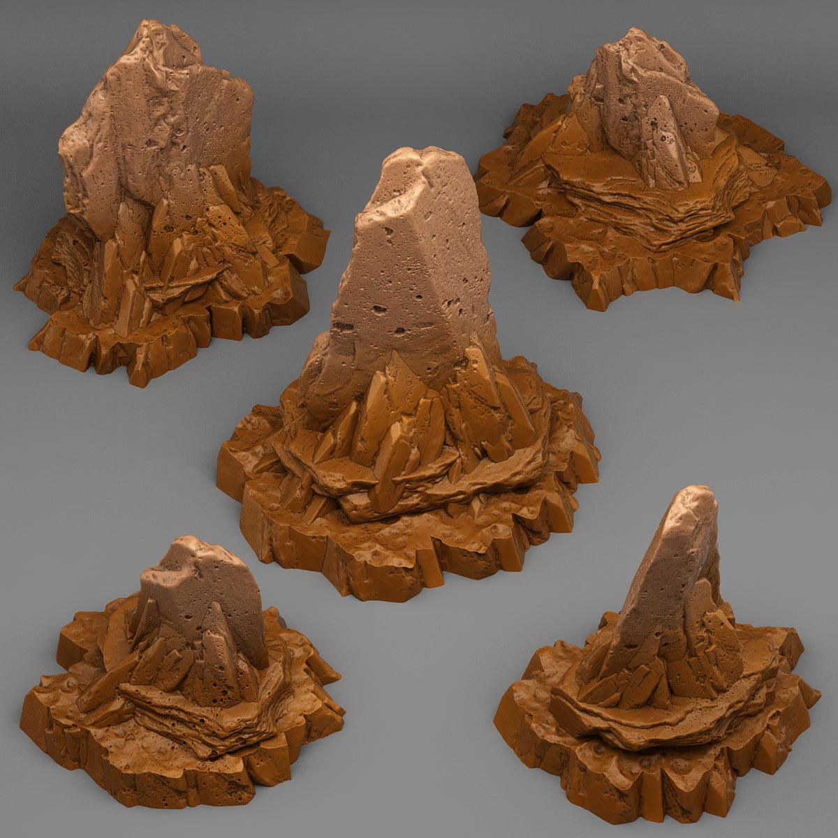 3D Printed Fantastic Plants and Rocks Wasteland Shale 28mm - 32mm D&D Wargaming (Online Only)