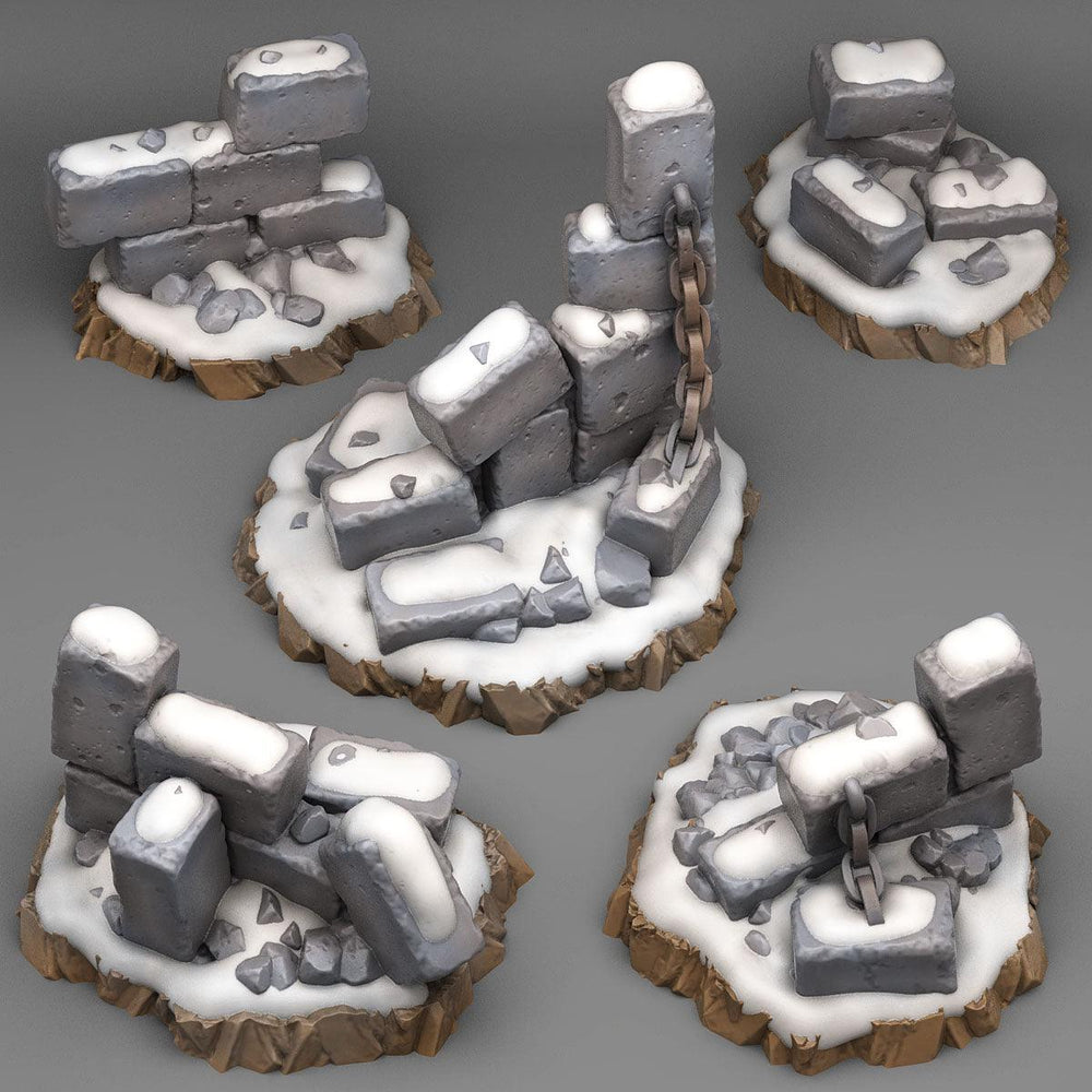 3D Printed Fantastic Plants and Rocks Winter Ruins 28mm - 32mm D&D Wargaming (Online Only)