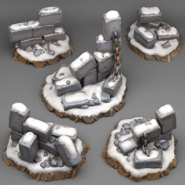 3D Printed Fantastic Plants and Rocks Winter Ruins 28mm - 32mm D&D Wargaming (Online Only)