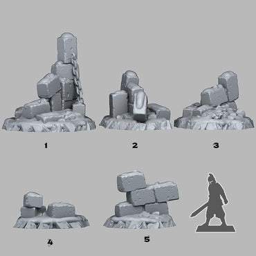 3D Printed Fantastic Plants and Rocks Winter Ruins 28mm - 32mm D&D Wargaming (Online Only)