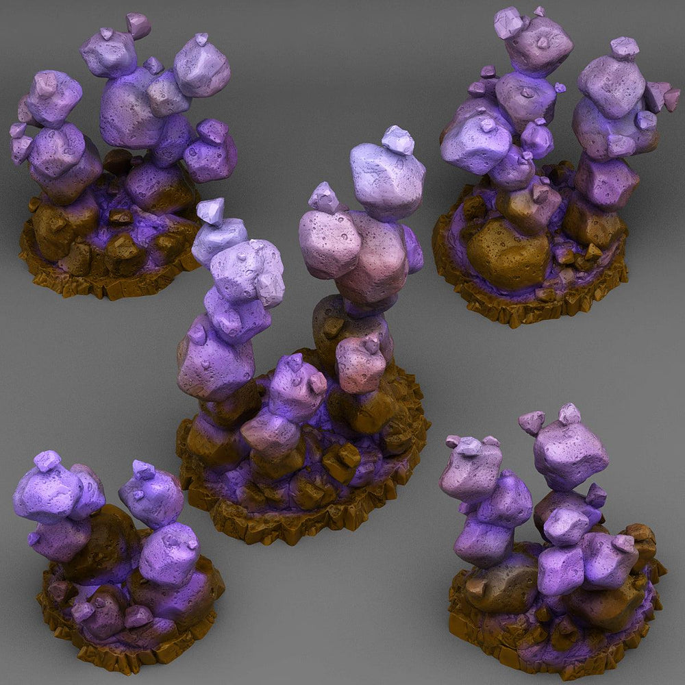 3D Printed Fantastic Plants and Rocks Zero Gravity Stones 28mm - 32mm D&D Wargaming (Online Only)
