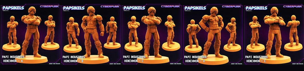 3D Printed Papsikels August 2023 - Cyberpunk Papz Industries Henchmen Set 28mm 32mm (Online Only)
