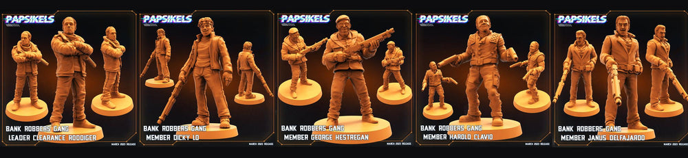 3D Printed Papsikels - Bank Robbers Gang Set - 28mm 32mm (Online Only)