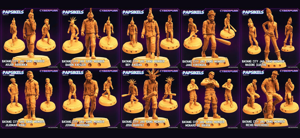 3D Printed Papsikels - Batang City Jail Gang Street Punk Set - 28mm 32mm (Online Only)