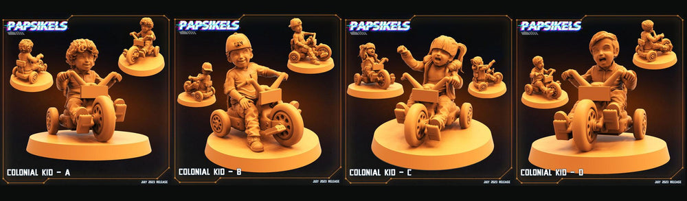 3D Printed Papsikels - Colonial Kids - 28mm 32mm (Online Only)