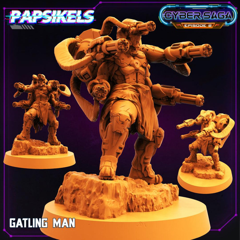 3D Printed Papsikels - Cyber Saga Episode 2 Gatling Man - 28mm 32mm (Online Only)