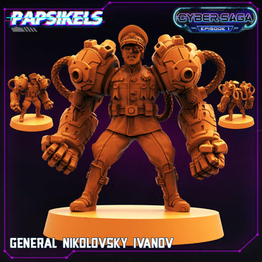 3D Printed Papsikels - Cyber Saga Episode 2 General Nikolovsky Ivanov - 28mm 32mm (Online Only)
