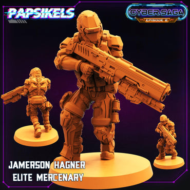 3D Printed Papsikels - Cyber Saga Episode 2 Jamerson Hagner Elite Mercenary - 28mm 32mm (Online Only)
