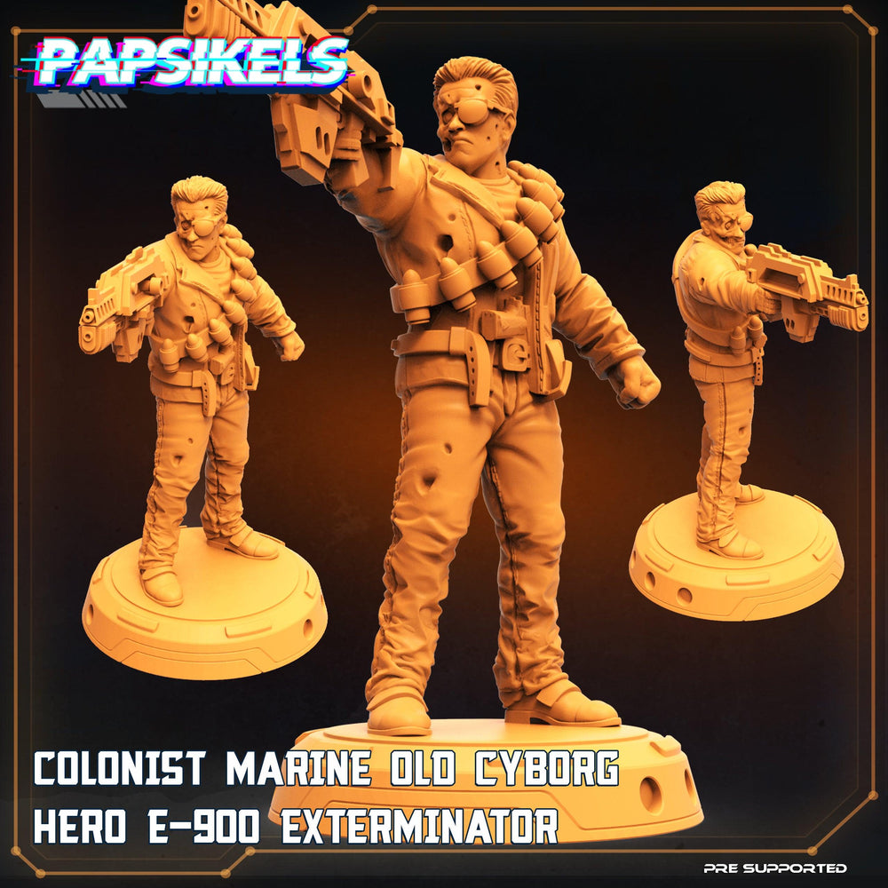 3D Printed Papsikels Cyberpunk Colonist Marine Old Cyborg Hero 900 Exterminator - 28mm 32mm (Online Only)