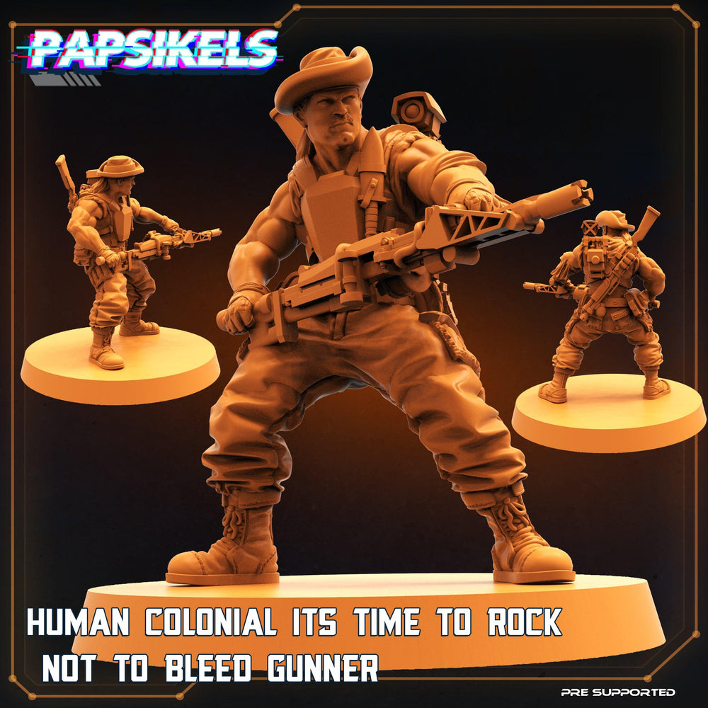 3D Printed Papsikels Cyberpunk Human Colonial It's Time To Rock Not To Bleed Gunner - 28mm 32mm (Online Only)